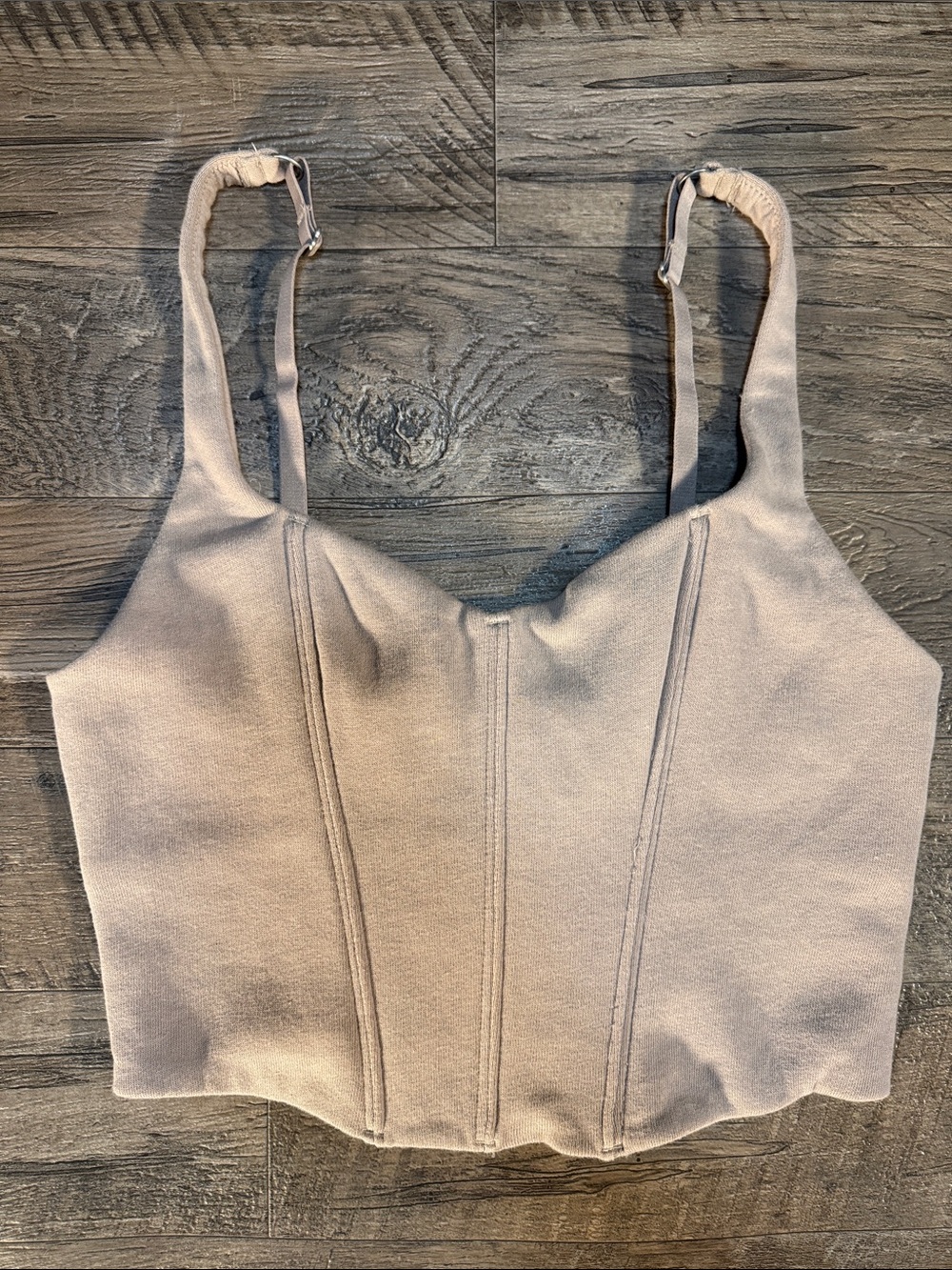 NWT Gilly Hicks Taupe Beige Corset Crop Top - Size S